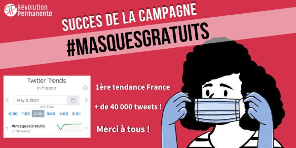 Avec plus de 40 000 tweets, #MasquesGratuits a été top tendance sur Twitter !