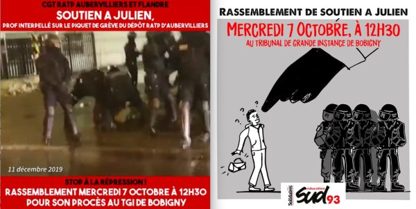 Mercredi 7 Octobre tous à Bobigny en soutien à Julien prof réprimé