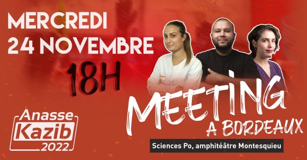 Anasse Kazib 2022 : le 24 novembre, meeting du candidat de Révolution Permanente à Bordeaux !