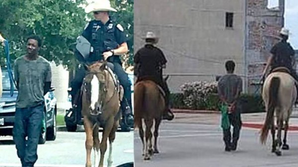 Scandale aux États-Unis : deux policiers blancs à cheval traînent un homme noir par une corde