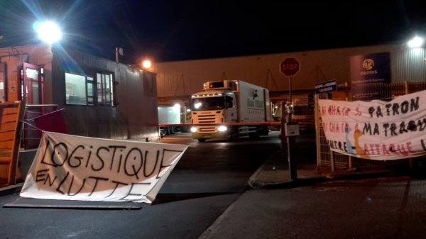 Blocage réussi de l'entrepôt Geodis de Gennevilliers par 300 manifestants ce mardi soir