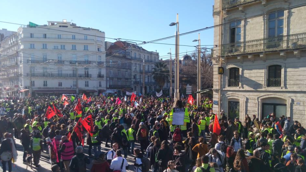 Montpellier. 5000 manifestants répondent à l'appel des Gilets jaunes et des syndicats