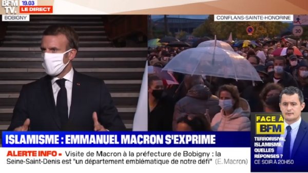 « Renforcer ce qui était lancé ». A Bobigny, Macron réaffirme sa ligne islamophobe