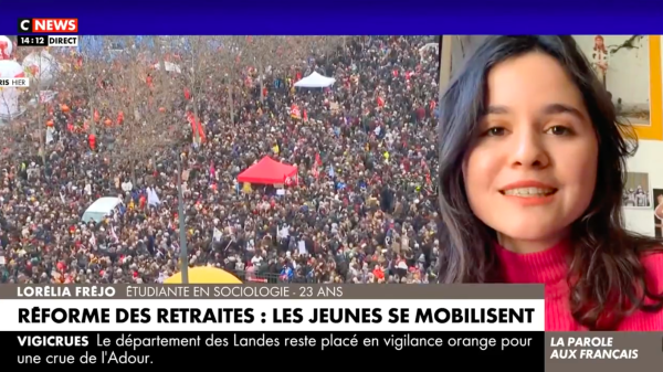 « On est pas démoralisés, on construit un mouvement pour notre avenir » : Lorélia du Poing Levé sur CNews