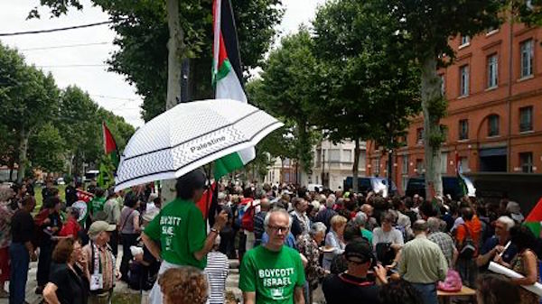[Vidéo] Rassemblement de soutien à Toulouse pour Bernard, Jean-Pierre, Loïc et Yamann, militants BDS