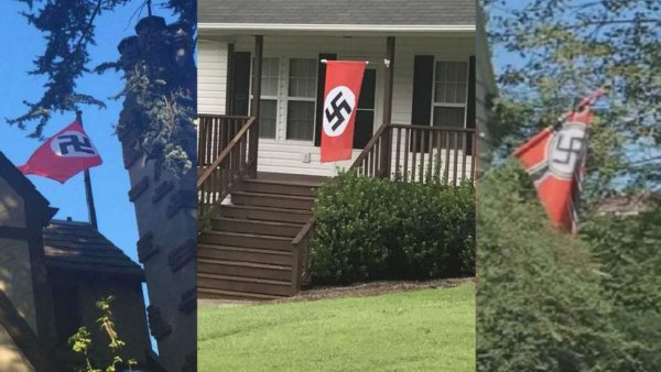 Après Charlottesville, des néo-nazis américains affichent leur drapeau sur leur maison