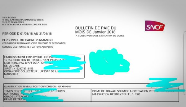 1290€ net. Un aiguilleur de la SNCF dévoile sa fiche de paye de janvier