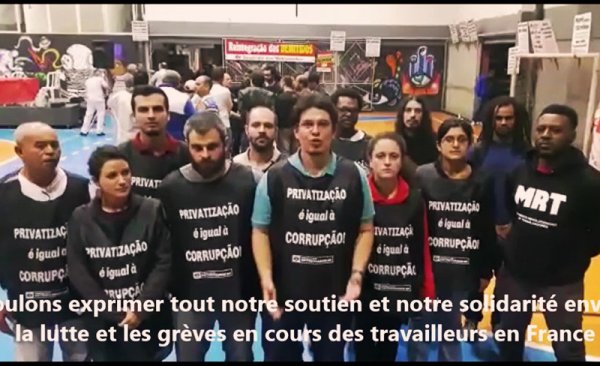 [VIDEO] Des travailleurs du métro de São Paulo envoient un message de solidarité avec la lutte et les grèves en France 