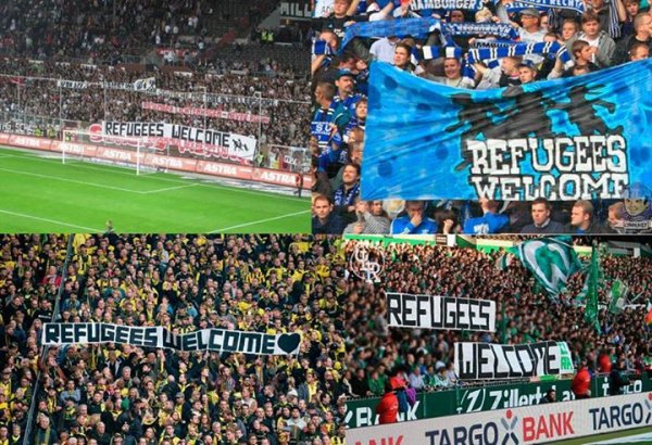 "Refugees Welcome", les Ultras Allemands affichent leur soutien aux migrants