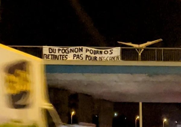 “Du pognon pour les retraites, pas pour des canons !” : action interpro sur la rocade de Bordeaux 