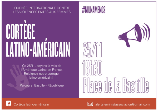 Violences faites aux femmes. Appel du Cortège latino-américain #NiUnaMenos 25N