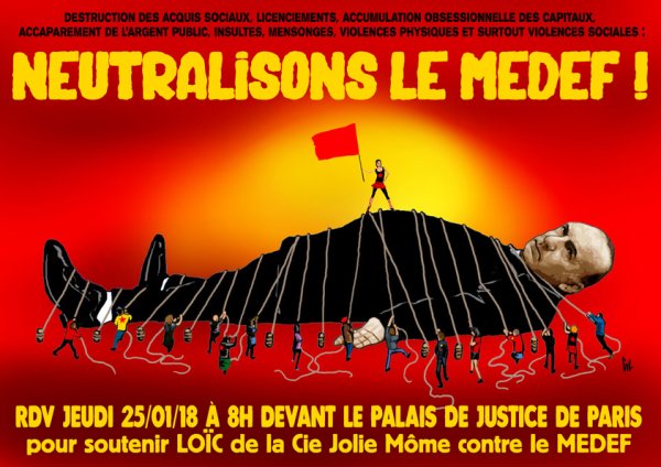 Loïc de Jolie Môme en procès contre le MEDEF ce jeudi : soutenons-le !