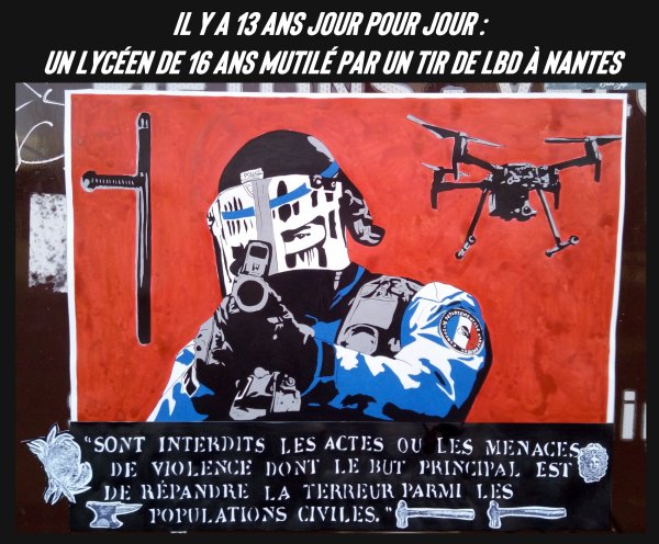 Il y a 13 ans jour pour jour : un lycéen mutilé par un tir de LBD à Nantes