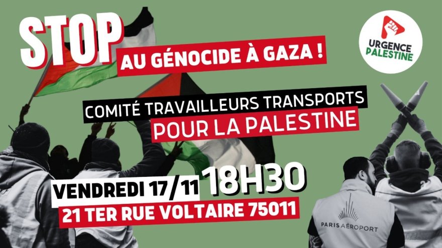 Paris. Des travailleurs des transports appellent à la création d'un comité Urgence Palestine ce vendredi